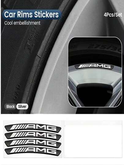 4Pcs Car Styling Wheel Rim Aluminum Logo Sticker Wheel Hub Decals For Mercedes Benz AMG A B C E G CLA C63 C63S E53 GT SLK W176