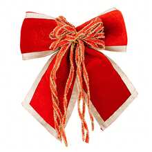 Large Red Flocked Bow Decoration, Suitable For Holiday Party Decor