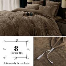 Queen Size 3pcs Ultra Soft Breathable Comforter Cover Set, Luxury Cozy Flannel Duvet Cover With Pillow Shams, 90" X 90", Dark Grey,  And  Bedding Collection - 深卡其色(無被子) - 查看 5