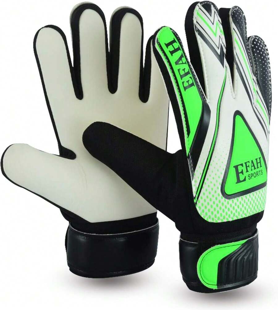 Guantes de portero de fútbol para niños y niños, guantes de fútbol con palmas fuertes - Azul/Blanco - Ver 1