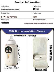 1pc Portable Fast Heating Cup Warmer, Milk Warmer, Suitable For Travel, Leak-Proof Design, Fast Charging, Wireless Operation, Can Be Used While Charging To Keep Milk Bottle Warm. Milk Warmer Pad, Portable Milk Warmer, Suitable For Maintaining Or Heating Water/Milk Above 35°C, Heating Constant Temperature, USB Universal Leather Material Gift, Beige