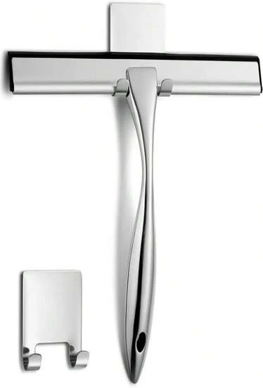 NETANY Shower Squeegee, 12-Inch Silver Squeegee, All-Purpose Stainless Steel Squeegee For Bathroom, Shower Doors, Mirrors, Tiles And Car Windows - 100% Streak Free