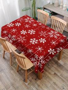 1 pièce Nappe imprimée avec motif de Noël, nappe de table en polyester moderne rectangulaire/ronde imperméable avec impression numérique. Convient pour le salon, la maison, la table de salle à manger extérieure, la petite table ronde