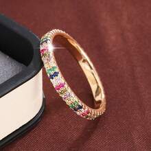 1pc Fashionable Minimalist Double-Row Cubic Zirconia Ring, Casual Gift Design For Women - Multicolor - View 14