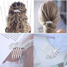 Vintage Rhinestone Hair Comb Barrette Gold Crystal Leaf Hair Clip Comb Cz Hair Barrette Headpieces Shine Wedding Comb Decorative Headwear Hair Accessories For Women Silver#SSDD B BJNHMJ