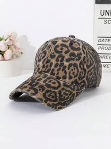 Gorra de béisbol estilo vintage con estampado de leopardo, unisex, de material de mezclilla lavada, estilo gorra de papá, estampado animal, ala ajustable, gorra de camionero, sombrero casual para exteriores, accesorio de moda y streetwear. Gorra de béisbol decorativa con estampado de leopardo retro, casual y lindo, de mezclilla lavada, para todas las estaciones - gorra de béisbol con estampado de leopardo - Ver 11