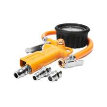 DINGQI 1个金属手柄轮胎压力表，经济型，带压力表和轮胎充气枪，量程0-220 PSI（16巴），数据精准，配有橡胶软管和快速连接插头/锁定气嘴，轮胎压力检测精度高，适用于汽车、卡车、自行车、摩托车。 - 彩色 - 查看 2