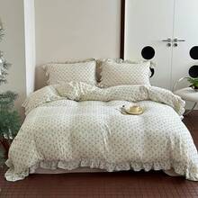 Muslin Duvet Cover With Ruffled Edges, 1 Piece Cotton Comforter Cover 47X59'', Pattern 2-Layer Gauze Bedding, No Quilt Or Pillowcases, Bedroom Essential - 光榮,驕傲 - 查看 1