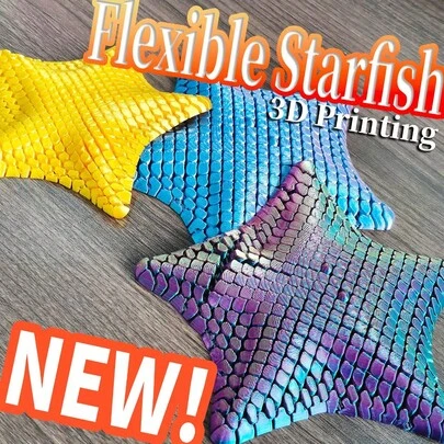 3D Printed Starfish Stress Relief Toy & Anxiety Relief Squeeze Toy - Articulated Joints, Sensory Stress Relief Toy, Collectible Gift For Ocean Lovers (Pink, Blue, Black, Teal, Purple) - Available In Multiple Colors, Perfect Halloween, Christmas, And Birthday Gift