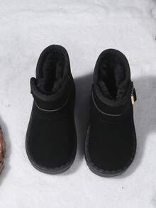 Children's Snow Boots For Boys & Girls, Black Suede Warm Thermal Lined Winter Boots With Buckle Strap, Non-Slip Rubber Sole, Waterproof Ankle Boots For Kids Toddlers, Ideal For Snowy Days, Outdoor Play, School & Daily Wear, Stylish & Cozy Footwear To Keep Little Feet Warm And In Cold Weather