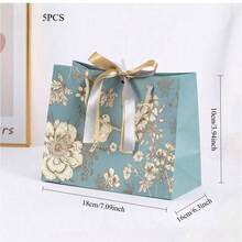 1 件创意节日礼品包装袋、蝴蝶结丝带提手纸袋、情人节礼品袋、生日礼品袋、宰牲节分发、儿童开斋节礼物、礼品袋