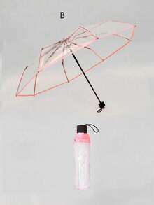 1把8根加厚PVC透明折叠伞，户外拍摄旅行三折伞，适用于学校、办公室、家庭、旅行、春夏精选、伴娘礼物、房间、卧室装饰、海滩、旅行、男女通用、度假 - 彩色 - 查看 11