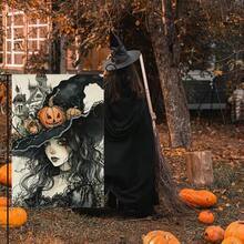 Halloween Witch Garden Flag 12x18 Double Sided Outside Holiday Decorations Vertical Burlap Yard Flags Quiet Color# DOUYYY