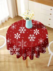 1 pièce Nappe imprimée avec motif de Noël, nappe de table en polyester moderne rectangulaire/ronde imperméable avec impression numérique. Convient pour le salon, la maison, la table de salle à manger extérieure, la petite table ronde