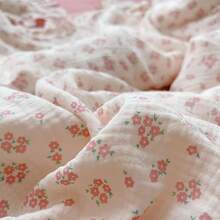 Muslin Duvet Cover With Ruffled Edges, 1 Piece Cotton Comforter Cover 47X59'', Pattern 2-Layer Gauze Bedding, No Quilt Or Pillowcases, Bedroom Essential - 小粉紅碎花 - 查看 9