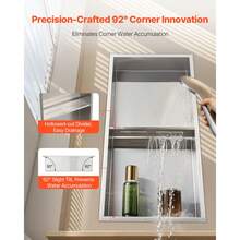 Shower Niche, 13 X 25 X 4 Inch Recessed Wall Niche Double-Layer, With Hollowed-Out Divider,Heavy-Duty Stainless Steel Modern Shampoo Storage Organizer,Waterproof, Silver For Bathroom - Silver Double Layer, Framed 13"x25"x4" - View 4