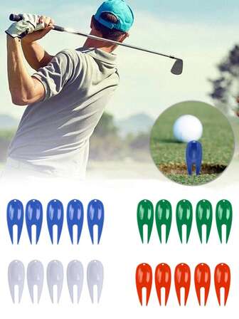 10Pcs Golf Divot Tool Lawn Repair Prong Fairway Repair Fork Golf Putting Green Fork Golf Fork For Equipment Practice Gifts