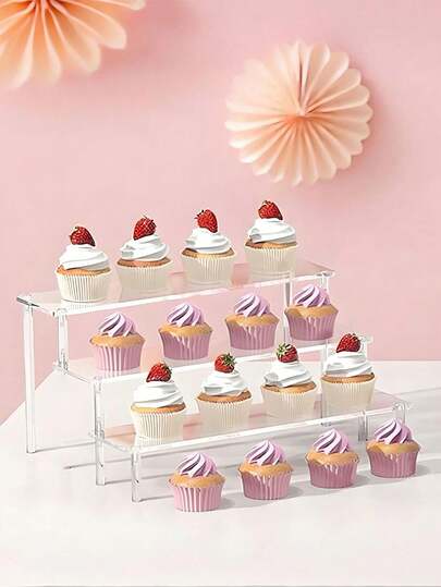 1/5 peças Suporte de Exibição Acrílico com 3/2/1 Camadas, Suporte de Exibição de Armazenamento de Perfume e Suporte Multifuncional para Cupcake, Suporte de Exibição de Personagens, Suporte para Sobremesa de Festa para Decoração e Armazenamento