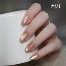 10ML/piezas Esmalte de uñas de gel con efecto de ojos de gato, con ramas reales y hojas de jade, en colores otoñales e invernales, con destellos y puntas francesas negras, ideal para decoración de uñas en Navidad, Halloween y otros diseños en rojo, rosa - Multicolor - Ver 5