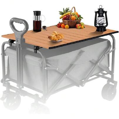 Metal Tabletop Board For Wagons Cart,Foldable Table 29"*18" Heavy Duty For Wagon,Alloy Board With Load Capacity 68LBS,Camping Essential And Gear For Outdoor Party With Family And Friends (Woody),23195653
