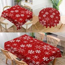 1 pièce Nappe imprimée avec motif de Noël, nappe de table en polyester moderne rectangulaire/ronde imperméable avec impression numérique. Convient pour le salon, la maison, la table de salle à manger extérieure, la petite table ronde