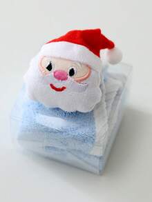 1 件/4 件圣诞节可爱柔软手巾，悬挂式吸水速干手巾，绣有圣诞树、雪人、圣诞老人、驯鹿图案 - 彩色 - 查看 8