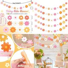 Henoyso 5 Pack Daisy Boho Party Decorations Daisy Banner Garland Groovy Hippie Flower Cutouts For Summer Wedding Birthday Shower Retro Party Favor Supplies Pastel Colors# DOUYYY