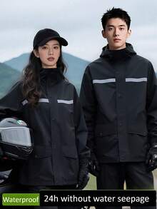 New Thickened Adult Portable Hooded Poncho Raincoat ,Fashionable Rain Coat & Rain Pants Set ,Waterproof And Windproof Rain Jacket For Outdoor Activities ,Rain Coat For Men And Women Rain Poncho Wear-Resistant & Anti-Riot Rain Jacket Rain Poncho Multi Functional Rain Coat Cycling Traveling Climbing Breathable Rain Coat,Spring Summer Picks,Brides Maid Gifts,Room,Bedroom Deccor,Bedroom Deccor,Beach,Travel,For Men,For Women,Vacation - Black - View 1