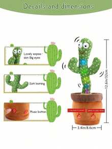 1pc Dance Cactus, Toy For Baby, Talking Cactus Toys, Repeat What You Say Baby Toys, Dance Cactus Imitation Toys And LED English Singing Can Talk For 15 Seconds Recorder Music Toys,Halloween Christmas Gift,Baby Toys,Christmas,Halloween,Christmas,Baby Toys,Halloween,Christmas Baby Gift,Baby's Toys,Talking,Toys Baby,Baby Boy Toys,1 Year Old Toys