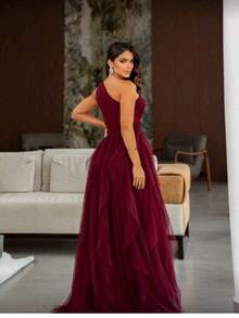 Long Prom Dress For Bridesmaid Party - Redwood - View 2