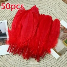 50/100pcs Colorful Goose Feathers, 15-20cm, Soft & Fluffy, High-End Quality, Vibrant Colors, Suitable For Wedding Decor, Photography Props, DIY Crafts, Studio Backdrops, Display Windows And Party Decorations. (Red Feathers) - Multicolor - View 16