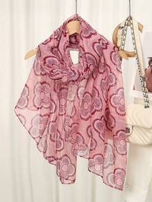 1 Stück Blume Muster süßer, lässiger Streetstyle Polyester Schal, ganzjährig