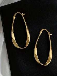 1 对简约优雅不对称椭圆形耳环 - 不锈钢柱合金材质，适合日常佩戴和母亲节/婚礼派对礼物，独特的个性化时尚耳环