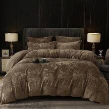 Queen Size 3pcs Ultra Soft Breathable Comforter Cover Set, Luxury Cozy Flannel Duvet Cover With Pillow Shams, 90" X 90", Dark Grey,  And  Bedding Collection - 深卡其色(無被子) - 查看 1