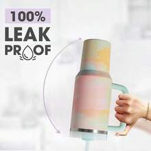 Compatible With Stanley 40 Oz H2.0 Tumbler With Handle, Double Walled Vacuum Insulated Stainless Steel Water Bottle Premium Summer Drink Ware Portable Handy Flask Travel Mug Iced Coffee Cup For Outdoor Camping, Hiking, Driving, Travel, Perfect Gift Idea - 瑪卡粉 - 查看 3