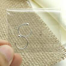 2pcs 925 Sterling Silver Open C Shaped Ball Earrings - Silver - View 7