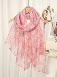 1pc Floral Print Casual Cute Party Polyester Scarf, All Season