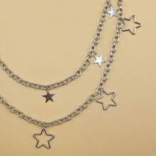 سلسلة الخصر بطراز الهيب هوب على شكل نجمة خماسية، حزام نسائي عصري بطبقتين بطراز البانك والشارع، إكسسوار ملابس الشارع، مناسب للحفلات والتجمعات والاستخدام اليومي