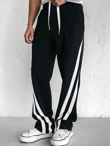 بنطلون رياضي كاجوال مخطط للرجال، خريف