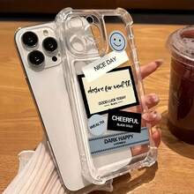Nueva funda de gel suave transparente anticaídas de cuatro esquinas con texto artístico impreso, ideal para Halloween. Compatible con las series 11, 12, 13, 14, 15, 16 Pro y las series A05, A15, A25, A35, A55, S23, S24 Ultra, 17 y 17 Pro. 17 Pro, 76 Pro. Fashio - Colores mixtos 1 - Ver 4