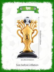 1pc Football Birthday Party Balloon Set, Includes Soccer Goalkeeper, Oversized Standing Soccer Trophy, Standing Soccer Balloon Pile, Suitable For Soccer Sports Theme Party, Soccer Match, Birthday Party Decor, World Cup Decor, Football Birthday Party Supplies - Multicolor - View 10