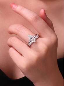 925 Sterling Silver Moissanite Ring For Women, Hypoallergenic High-End Engagement/Wedding Ring, Valentine's Day/Birthday Gift, Oxidation-Resistant Gift Box Packaging - Silver - View 13