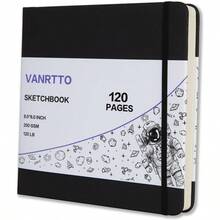 Hardcover Square Sketch Book120lb 200GSM Sketchbook Thick Drawing Paper Marker Watercolor Pencil Mixed Media Premium Drawing Notebook Art Journal 60 Sheets 120 Pages 8x8'' Sketch Pad SKB1