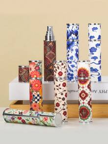 1 pezzo Bottiglia di profumo vintage in pelle da 10ml con stampa floreale e totem, di alta qualità, flacone spray portatile per viaggi