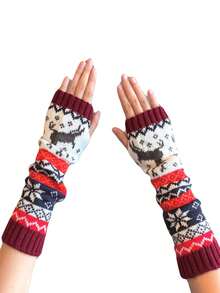 1 Paar Bohemian-Stil verstärkte fingerlose Armstulpen, Herbst/Winter