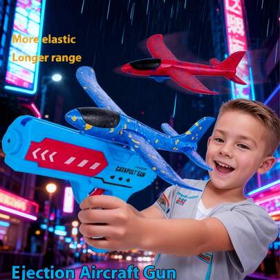 1pc 2025 New Hot Selling Foam Airplane Catapult Gun, Cool Glider Rocket Launcher Outdoor Throwing Plane Toy - Birthday Gift, Easter Gift, Graduation Gift, Gift, Toy, Easter, New Bestseller, New Explosion Model, New Hot Seller, New Release, Toy Novelty