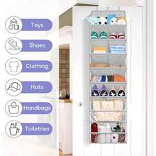 Extra Large Hanging Shoe Storage Organizer Clear Over The Door Shoe Organizer Fit 20 Pairs Shoe Holder For Sneakers Boots Storage 172x42cm - As Pic - View 7