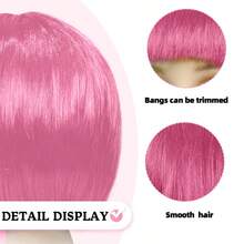 Short Straight Synthetic Wig With Bangs, Suitable For Beginners, Heat Resistant, Applicable For Halloween, Costume Parties, Music Festivals