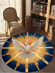 1 Peça Tapete Redondo com Padrão do Espírito Santo, Tapete de Piso de Fibra de Poliéster Lavável, Adequado para Sala de Estar, Quarto, Cozinha, Sala de Jantar, Dormitório, Tapete Grande, Tapete para Área Externa