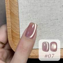 10ML/piezas Esmalte de uñas de gel con efecto de ojos de gato, con ramas reales y hojas de jade, en colores otoñales e invernales, con destellos y puntas francesas negras, ideal para decoración de uñas en Navidad, Halloween y otros diseños en rojo, rosa - Multicolor - Ver 21